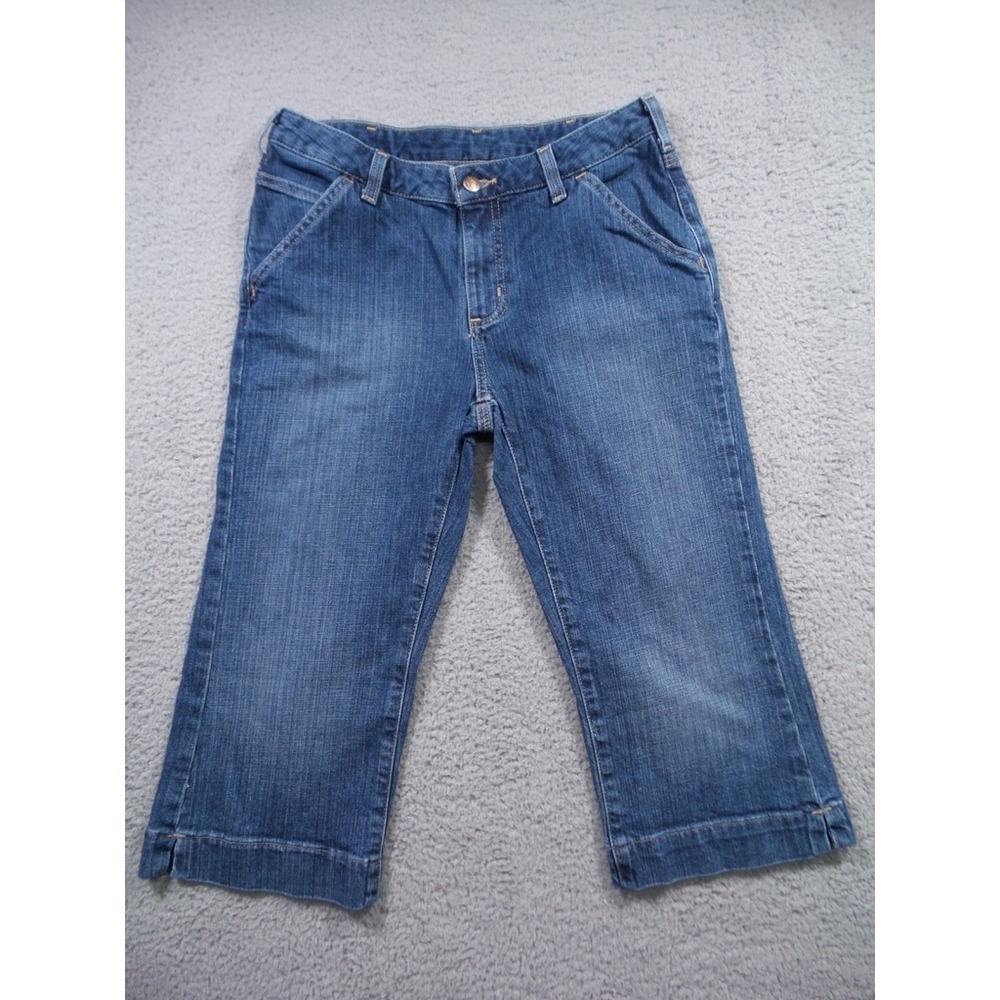 Carhartt Jeans Womens Size 6 Blue Denim Cropped Straight Leg Workwear Mid Rise